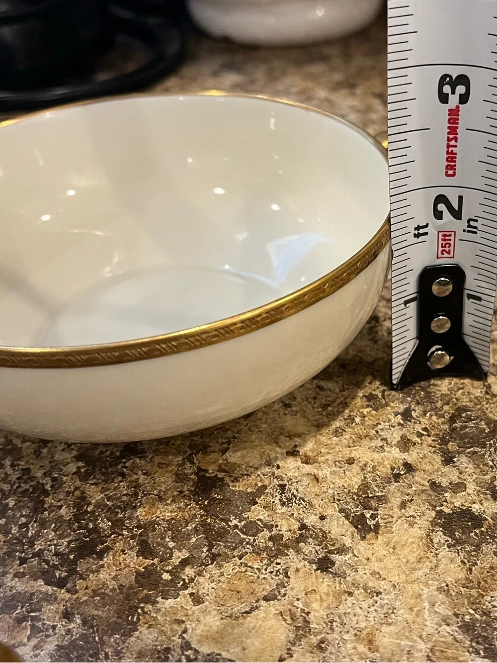 Black Knight Cream and Gold Trimmed Double-Handled Soup Cups with Saucers